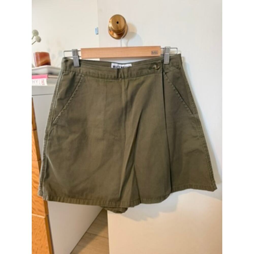 Vintage Olive Green Skort High Waist Minimal Utility Preppy Style ✨